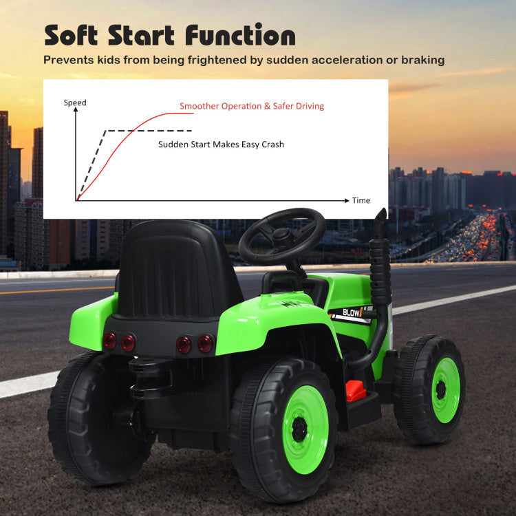 12V Battery Powered Ride On Tractor Electric Vehicle Toy Car with 3-Gear-Shift Ground Loader and Remote Control-Canada Only