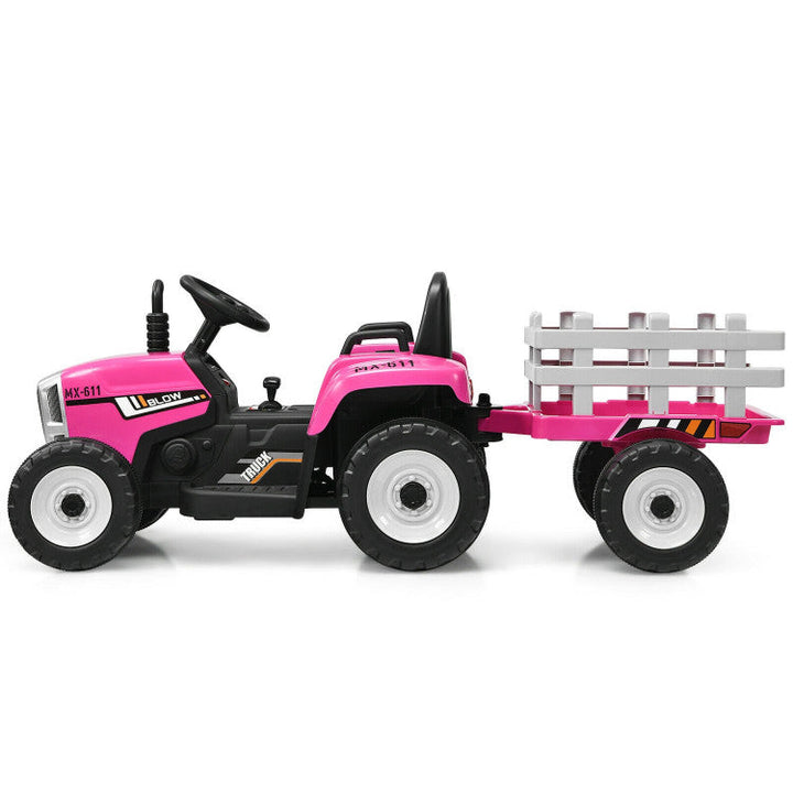 12V Battery Powered Ride On Tractor Electric Vehicle Toy Car with 3-Gear-Shift Ground Loader and Remote Control-Canada Only
