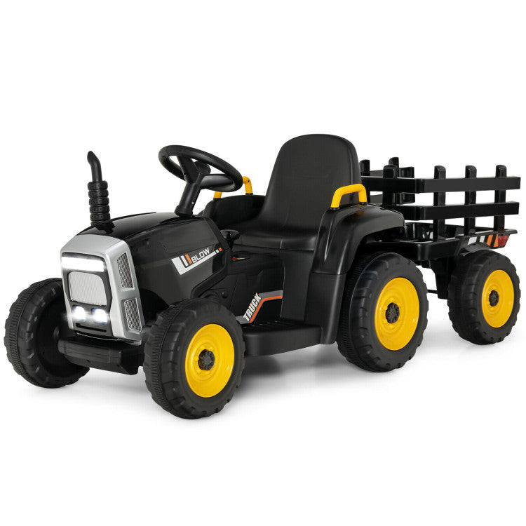 12V Battery Powered Ride On Tractor Electric Vehicle Toy Car with 3-Gear-Shift Ground Loader and Remote Control-Canada Only