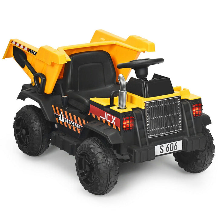 12V Electric Kids Ride-On Dump Truck Battery-Powered Construction Vehicle with Remote Control and Electric Bucket