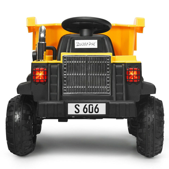 12V Electric Kids Ride-On Dump Truck Battery-Powered Construction Vehicle with Remote Control and Electric Bucket