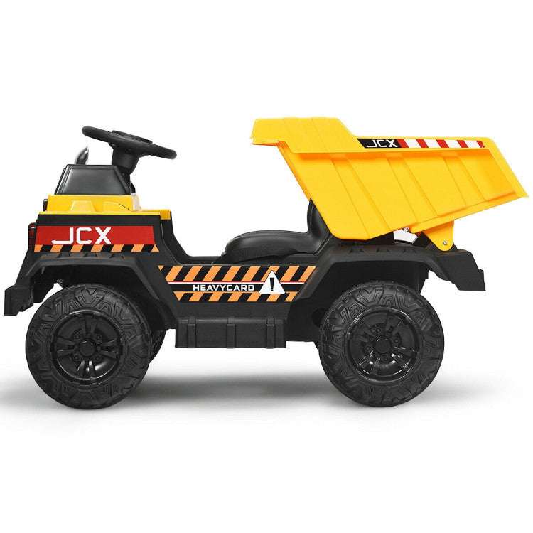 12V Electric Kids Ride-On Dump Truck Battery-Powered Construction Vehicle with Remote Control and Electric Bucket