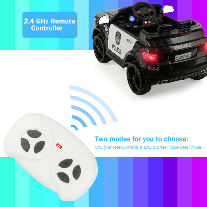 12V Electric Kids Ride On Police Car Toy Vehicles with Two Control Modes