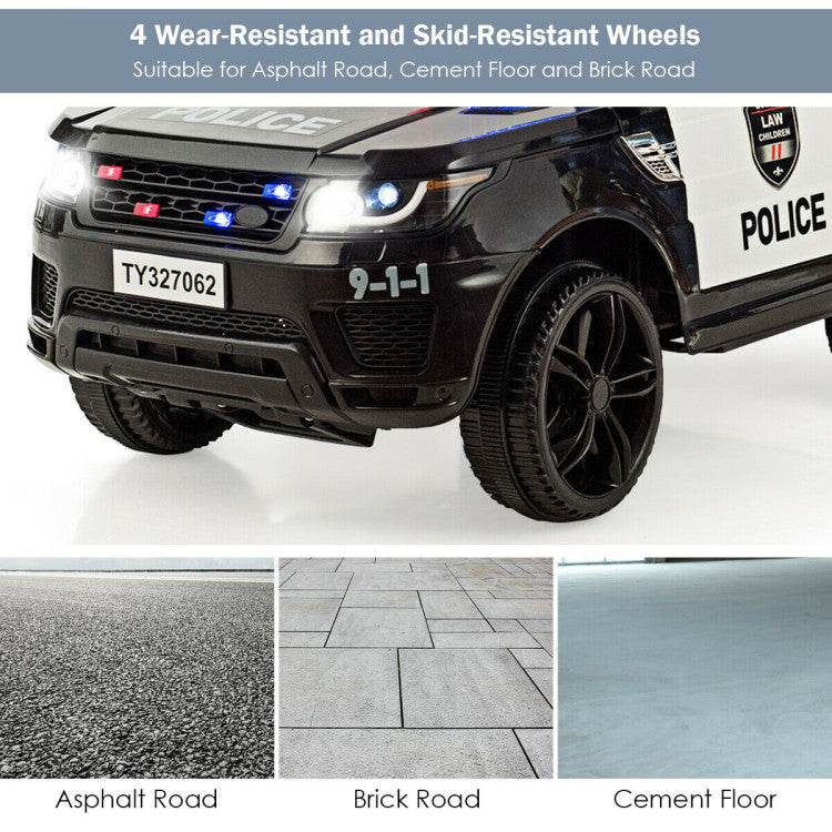 12V Electric Kids Ride On Police Car Toy Vehicles with Two Control Modes