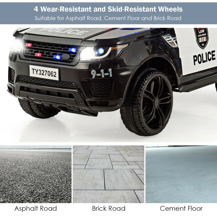 12V Electric Kids Ride On Police Car Toy Vehicles with Two Control Modes