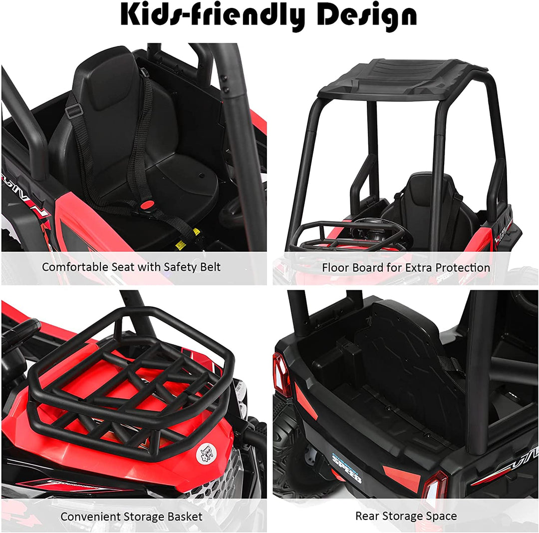 12V Electric Kids Ride On Truck RC Off-Road UTV Toy Car with Remote Control and Storage Basket