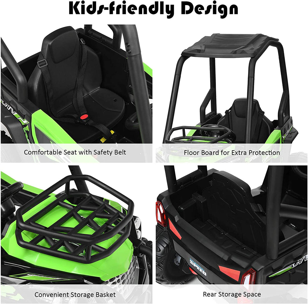 12V Electric Kids Ride On Truck RC Off-Road UTV Toy Car with Remote Control and Storage Basket