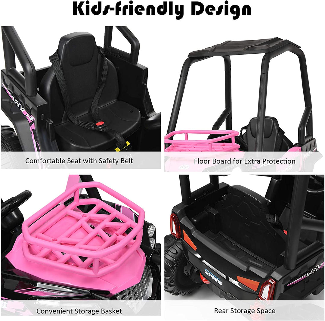 12V Electric Kids Ride On Truck RC Off-Road UTV Toy Car with Remote Control and Storage Basket