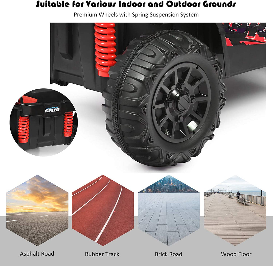 12V Electric Kids Ride On Truck RC Off-Road UTV Toy Car with Remote Control and Storage Basket
