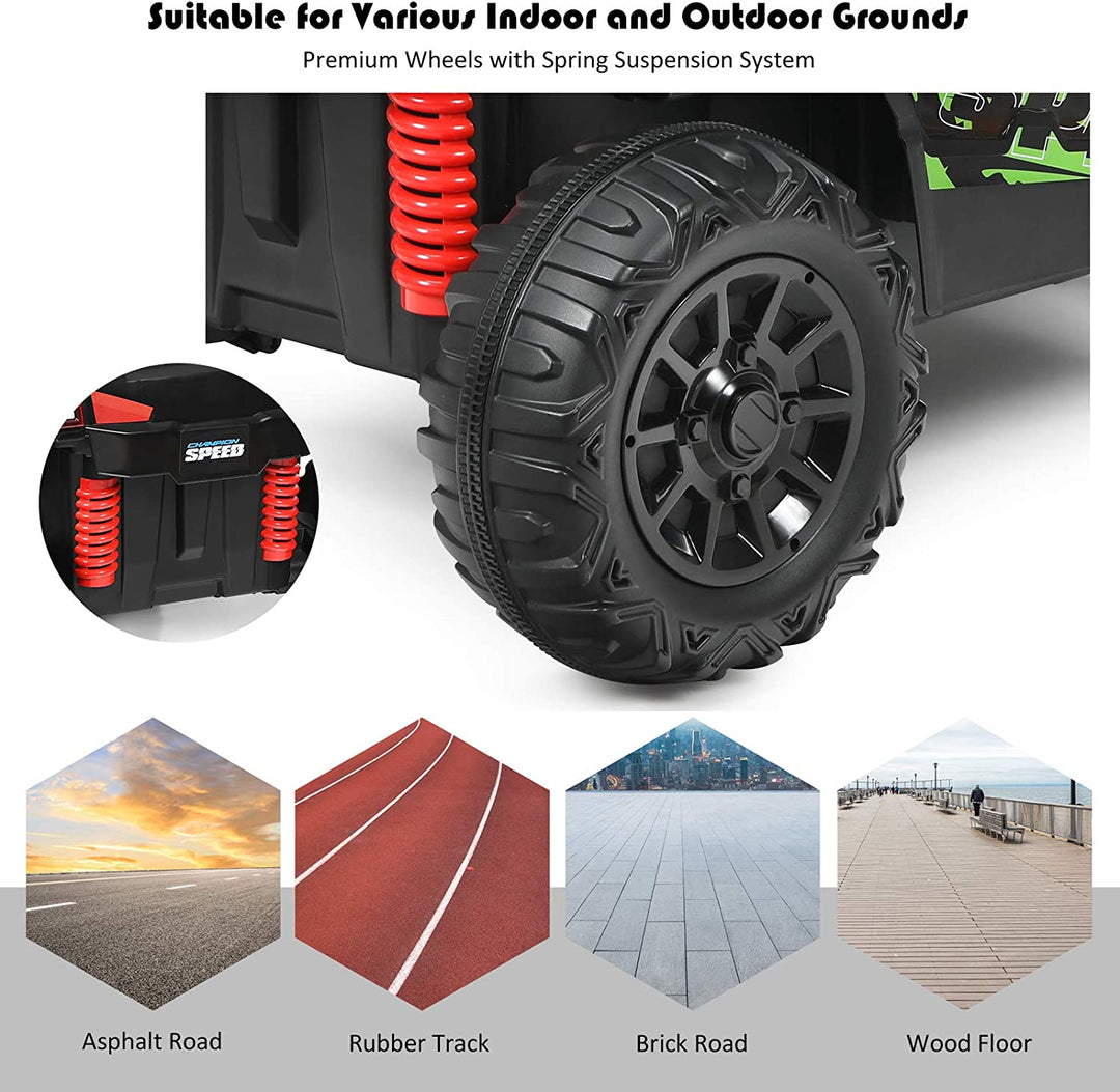 12V Electric Kids Ride On Truck RC Off-Road UTV Toy Car with Remote Control and Storage Basket
