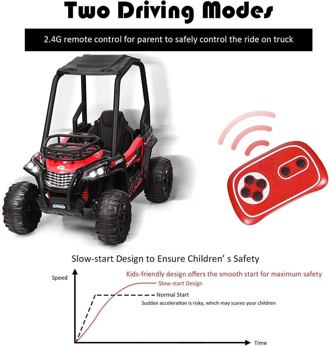 12V Electric Kids Ride On Truck RC Off-Road UTV Toy Car with Remote Control and Storage Basket