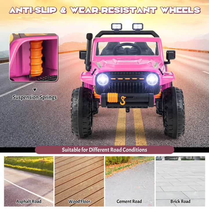 12V Kids Ride-on Car Parent-Child Battery Powered Electric Vehicle with Remote Control Horn LED Lights