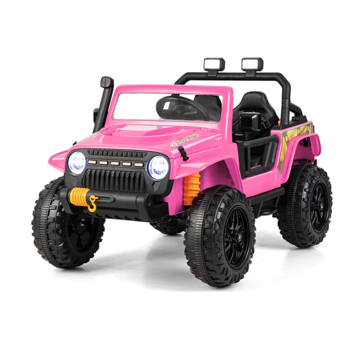 12V Kids Ride-on Car Parent-Child Battery Powered Electric Vehicle with Remote Control Horn LED Lights