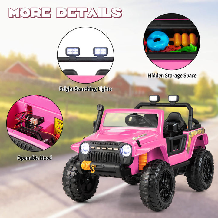 12V Kids Ride-on Car Parent-Child Battery Powered Electric Vehicle with Remote Control Horn LED Lights