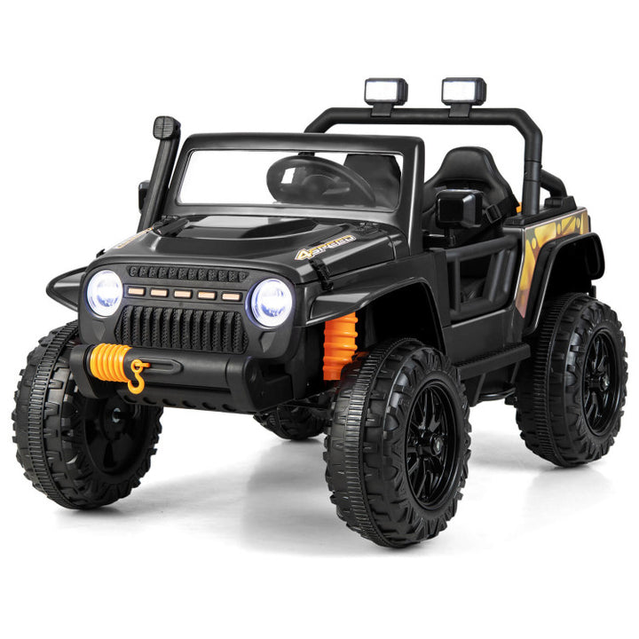12V Kids Ride-on Car Parent-Child Battery Powered Electric Vehicle with Remote Control Horn LED Lights