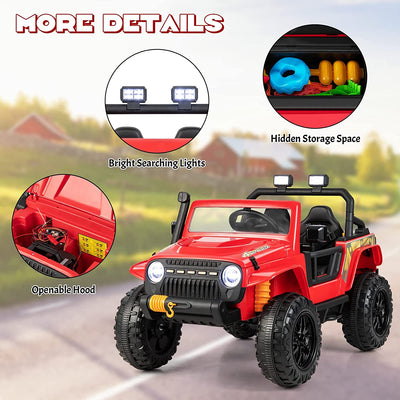 12V Kids Ride-on Car Parent-Child Battery Powered Electric Vehicle with Remote Control Horn LED Lights