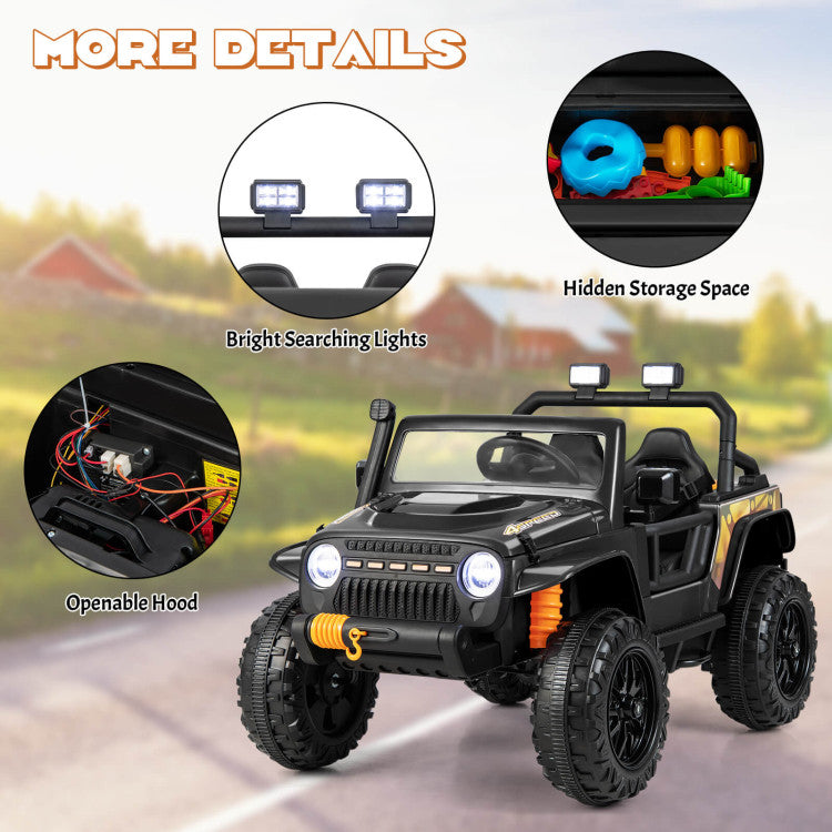12V Kids Ride-on Car Parent-Child Battery Powered Electric Vehicle with Remote Control Horn LED Lights