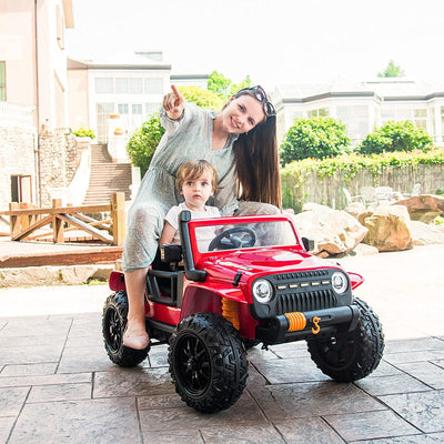 12V Kids Ride-on Car Parent-Child Battery Powered Electric Vehicle with Remote Control Horn LED Lights