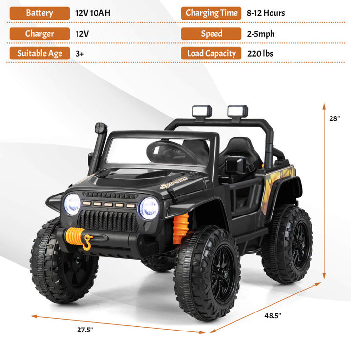 12V Kids Ride-on Car Parent-Child Battery Powered Electric Vehicle with Remote Control Horn LED Lights