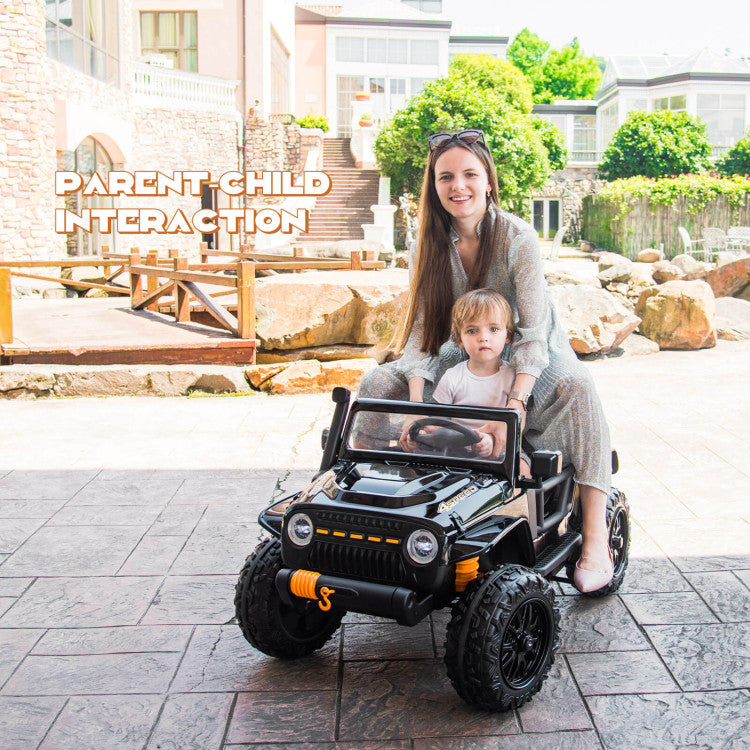 12V Kids Ride-on Car Parent-Child Battery Powered Electric Vehicle with Remote Control Horn LED Lights