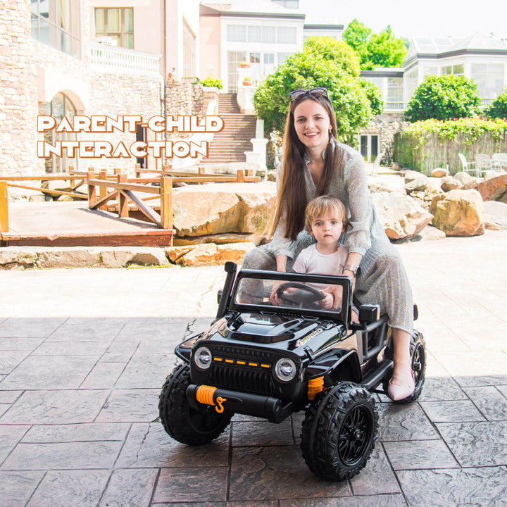 12V Kids Ride-on Car Parent-Child Battery Powered Electric Vehicle with Remote Control Horn LED Lights