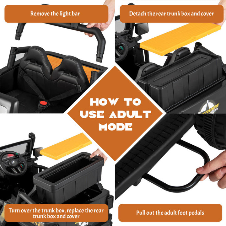 12V Kids Ride-on Car Parent-Child Battery Powered Electric Vehicle with Remote Control Horn LED Lights