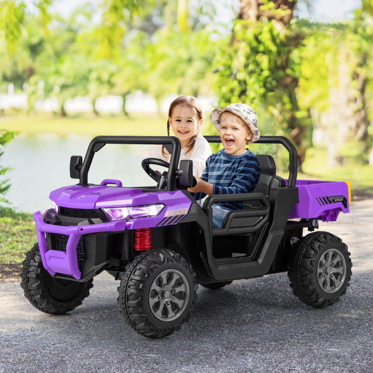 12V Kids Ride On Car 2 Seater Toddlers Electric Vehicle Dump Truck with Remote Control Rocking Function