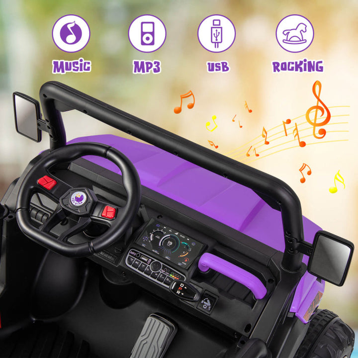 12V Kids Ride On Car 2 Seater Toddlers Electric Vehicle Dump Truck with Remote Control Rocking Function