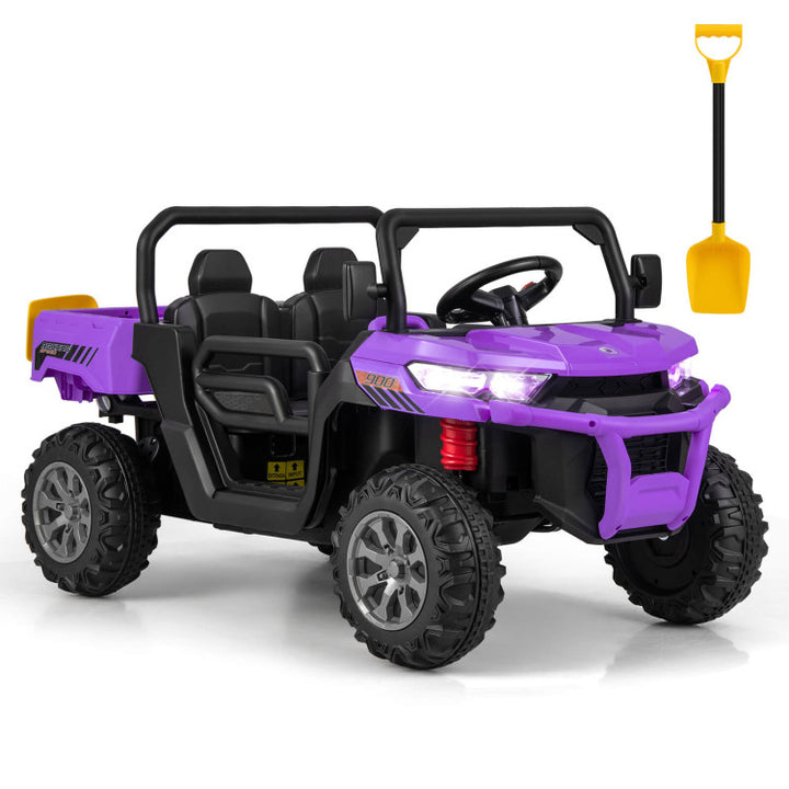 12V Kids Ride On Car 2 Seater Toddlers Electric Vehicle Dump Truck with Remote Control Rocking Function
