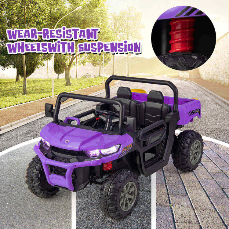 12V Kids Ride On Car 2 Seater Toddlers Electric Vehicle Dump Truck with Remote Control Rocking Function