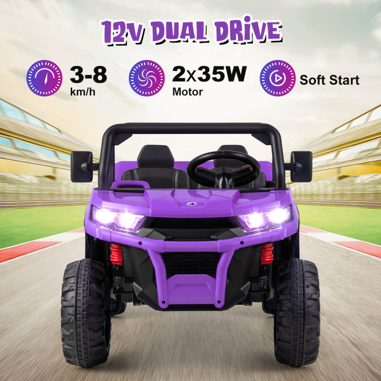 12V Kids Ride On Car 2 Seater Toddlers Electric Vehicle Dump Truck with Remote Control Rocking Function