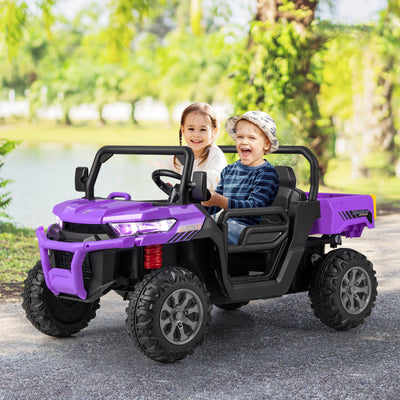 12V Kids Ride On Car 2 Seater Toddlers Electric Vehicle Dump Truck with Remote Control Rocking Function