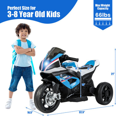 12V Licensed BMW Kids Ride On Motorcycle Battery Powered 3-Wheel Motorbike with Pedal Headlights