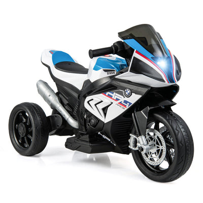 12V Licensed BMW Kids Ride On Motorcycle Battery Powered 3-Wheel Motorbike with Pedal Headlights