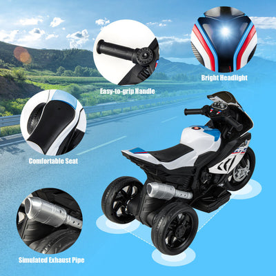 12V Licensed BMW Kids Ride On Motorcycle Battery Powered 3-Wheel Motorbike with Pedal Headlights