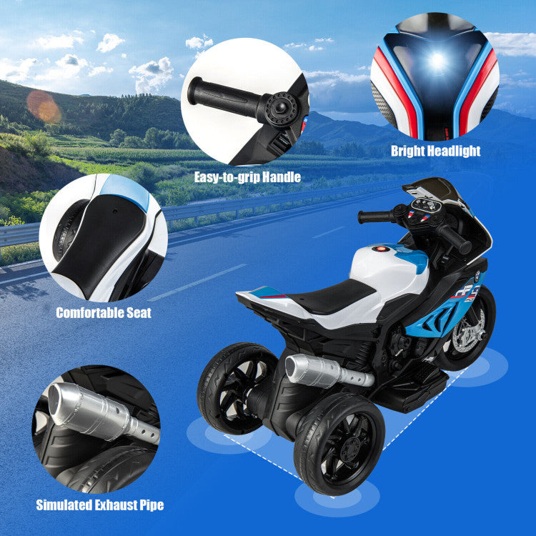 12V Licensed BMW Kids Ride On Motorcycle Battery Powered 3-Wheel Motorbike with Pedal Headlights