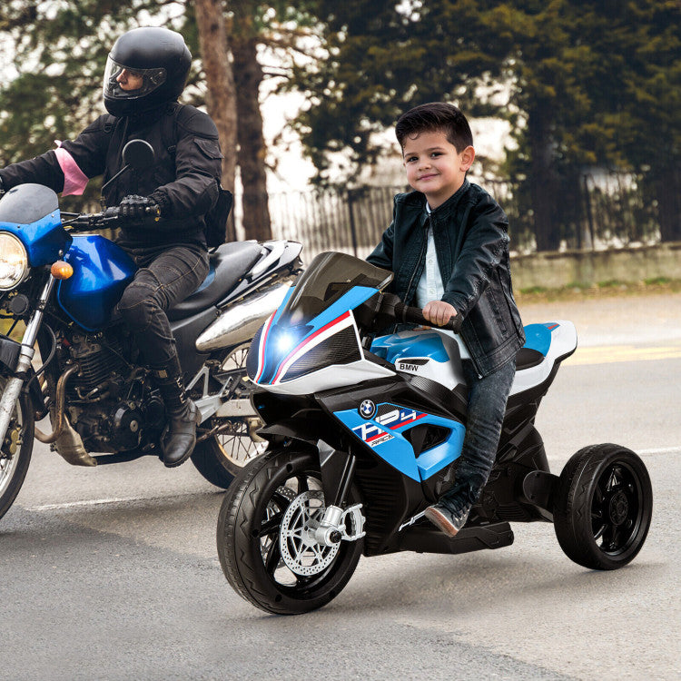 12V Licensed BMW Kids Ride On Motorcycle Battery Powered 3-Wheel Motorbike with Pedal Headlights