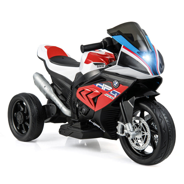 12V Licensed BMW Kids Ride On Motorcycle Battery Powered 3-Wheel Motorbike with Pedal Headlights