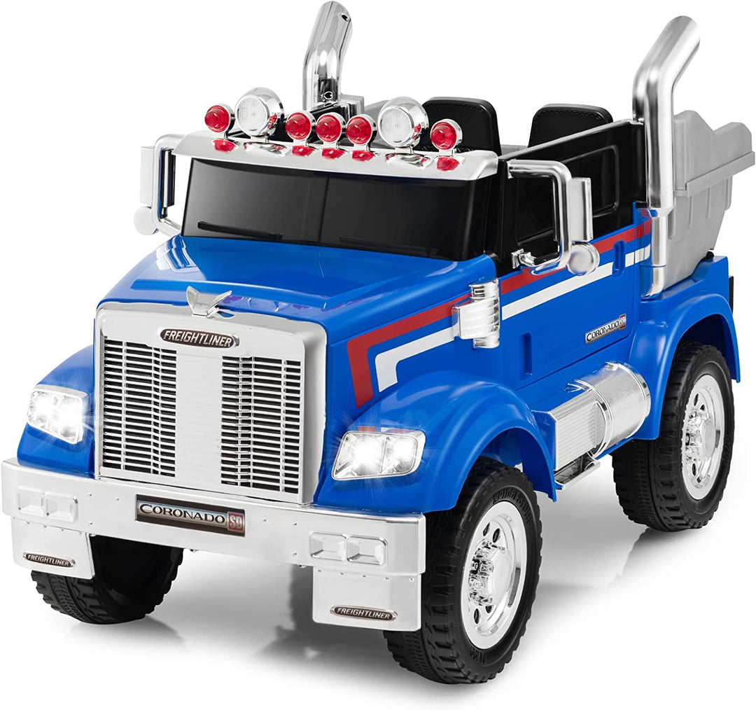 12V Licensed Freightliner Ride-On Dump Truck Electric Toy Car with Remote Control Rear Loader-Canada Only