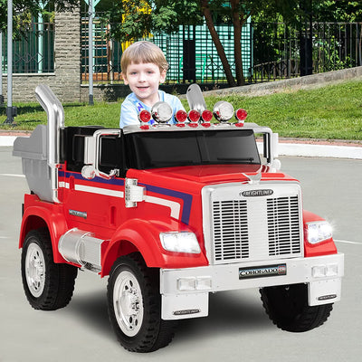 12V Licensed Freightliner Ride-On Dump Truck Electric Toy Car with Remote Control Rear Loader-Canada Only