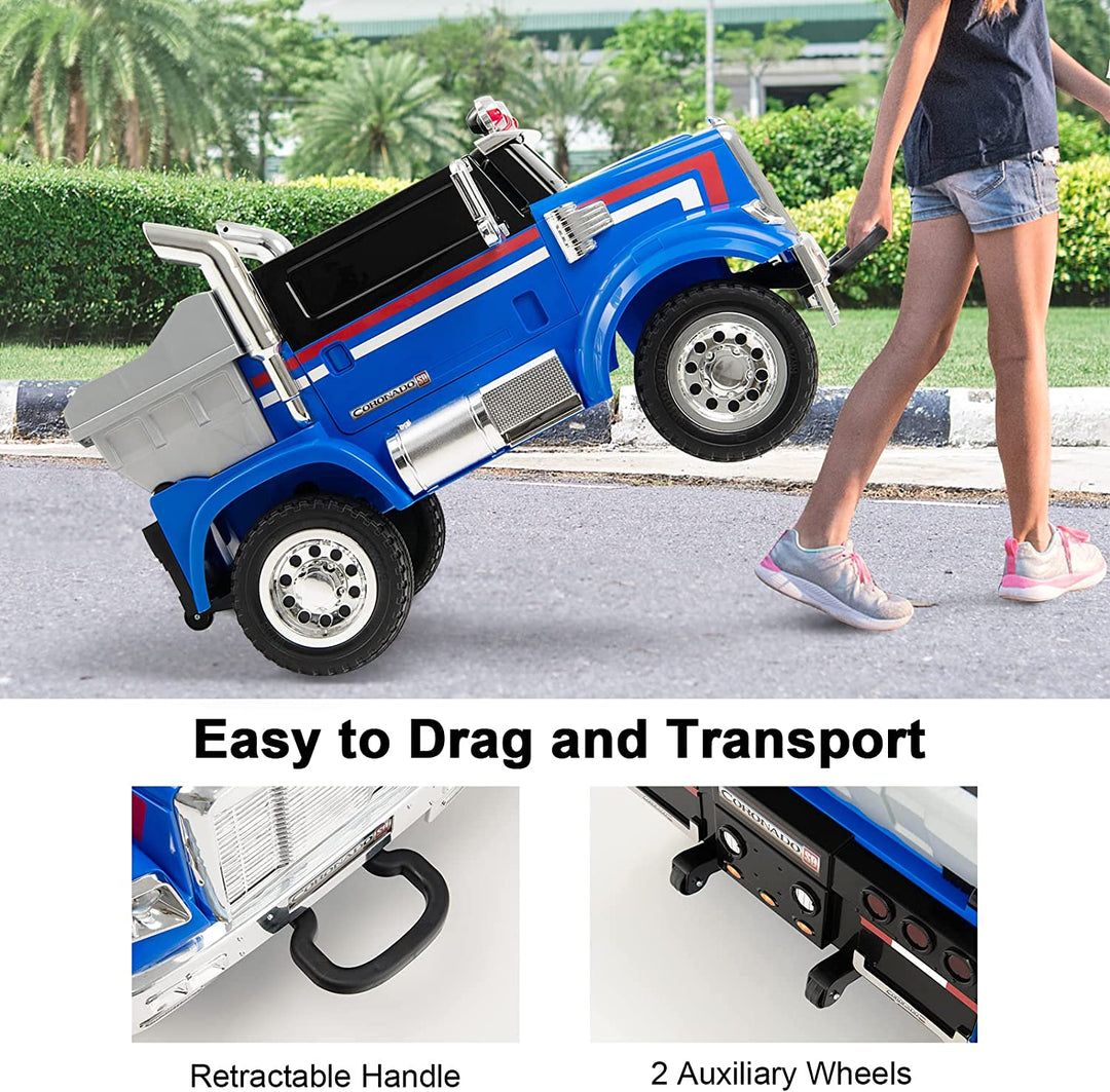 12V Licensed Freightliner Ride-On Dump Truck Electric Toy Car with Remote Control Rear Loader-Canada Only