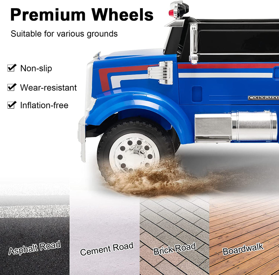 12V Licensed Freightliner Ride-On Dump Truck Electric Toy Car with Remote Control Rear Loader-Canada Only