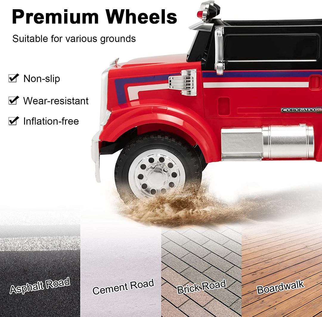 12V Licensed Freightliner Ride-On Dump Truck Electric Toy Car with Remote Control Rear Loader-Canada Only