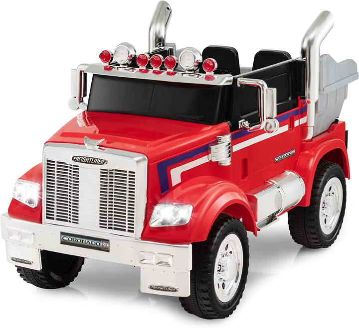 12V Licensed Freightliner Ride-On Dump Truck Electric Toy Car with Remote Control Rear Loader-Canada Only