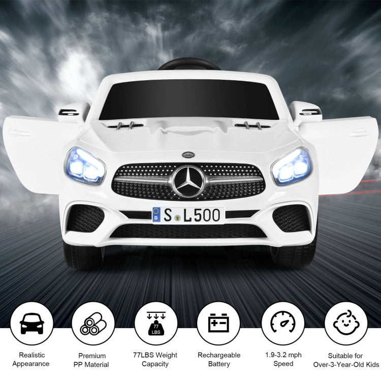 12V Licensed Mercedes-Benz SL500 Battery Powered Vehicle Electric Car with Remote Control and LED Lights