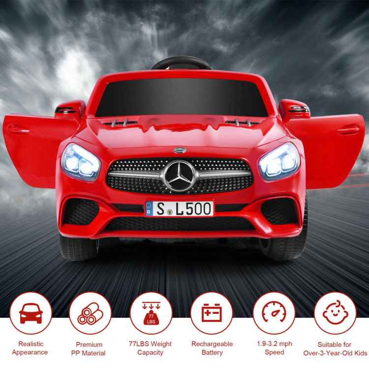 12V Licensed Mercedes-Benz SL500 Battery Powered Vehicle Electric Car with Remote Control and LED Lights