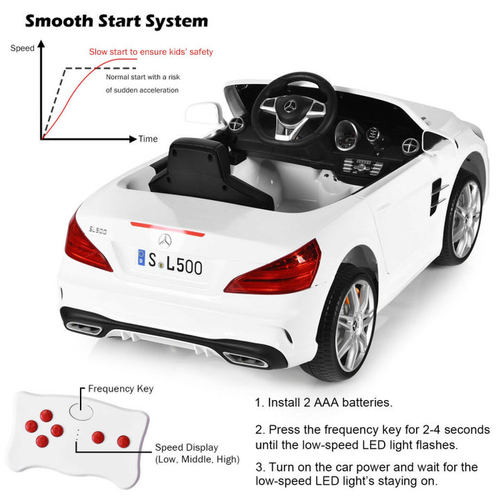 12V Licensed Mercedes-Benz SL500 Battery Powered Vehicle Electric Car with Remote Control and LED Lights