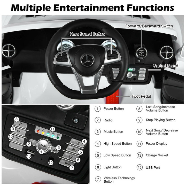 12V Licensed Mercedes-Benz SL500 Battery Powered Vehicle Electric Car with Remote Control and LED Lights