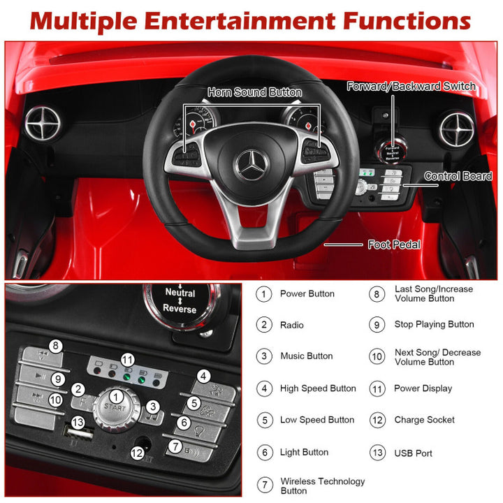 12V Licensed Mercedes-Benz SL500 Battery Powered Vehicle Electric Car with Remote Control and LED Lights