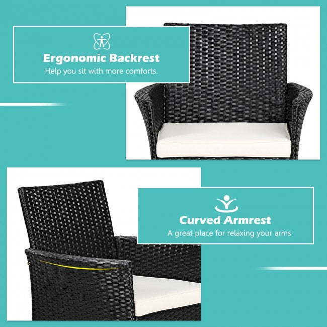 2 pieces Patio Wicker Chairs with Cozy Seat Cushions